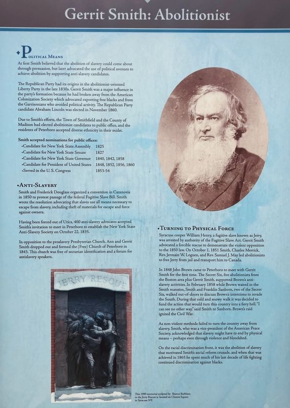 Gerrit Smith: Abolitionist Marker. Click for full size. Gerrit Smith: Abolitionist Marker image. Click for full size.