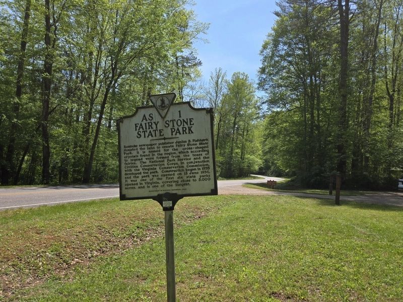 Fairy Stone State Park Marker looking south on Union Bridge Road at the Stuart's Knob Trailhead lot. Click for full size. Fairy Stone State Park Marker looking south on Union Bridge Road at the Stuart's Knob Trailhead lot image. Click for full size.