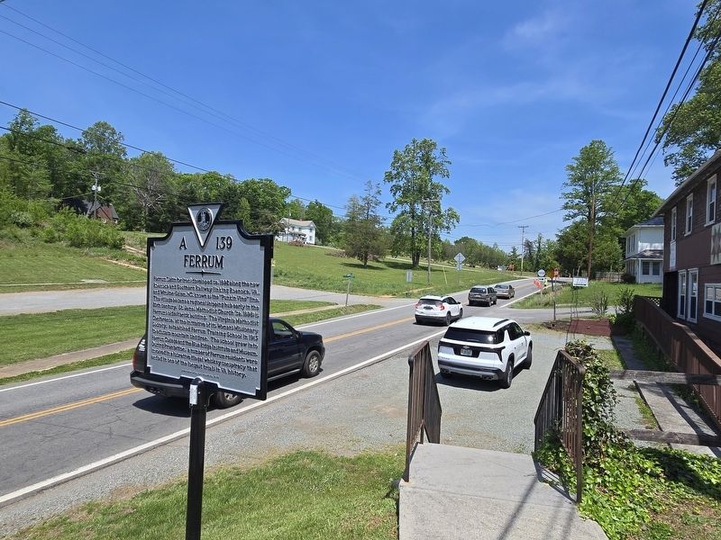 Ferrum Marker looking east on Franklin Street at Old Craft Shop Rd image. Click for full size.