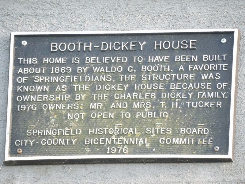 Booth-Dickey House Marker. Click for full size. Booth-Dickey House Marker image. Click for full size.