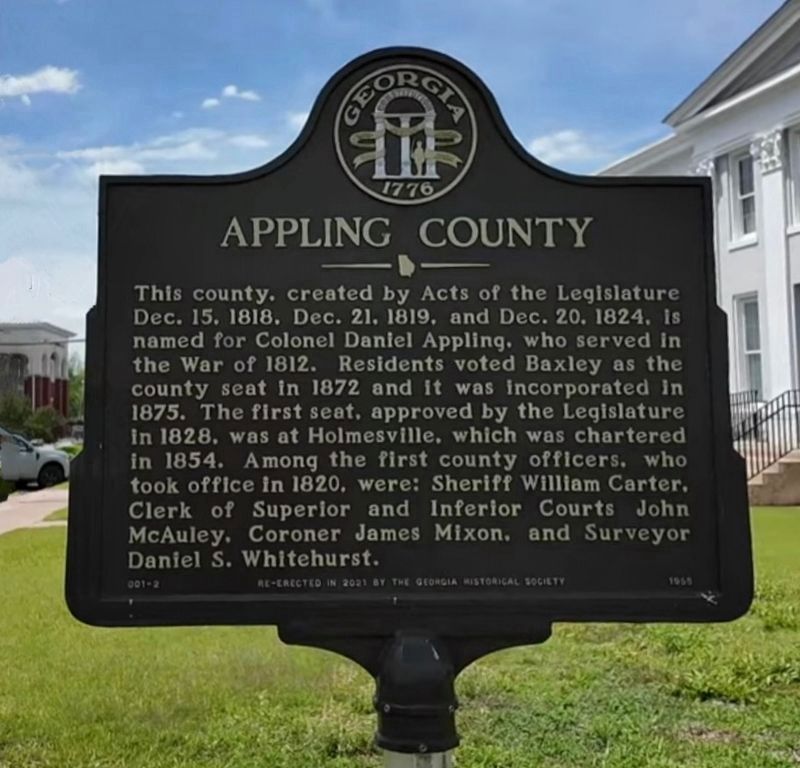 Appling County Marker. Click for full size. Appling County Marker image. Click for full size.