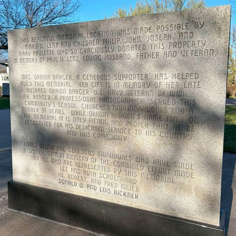 Kimball Veterans Committee Marker, Side Two image. Click for full size.