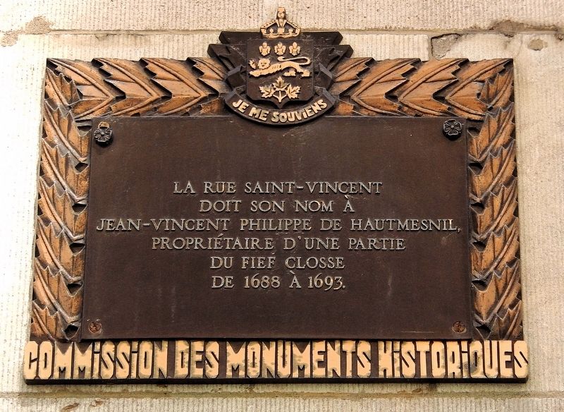 La Rue Saint-Vincent Marker. Click for full size. La Rue Saint-Vincent Marker image. Click for full size.