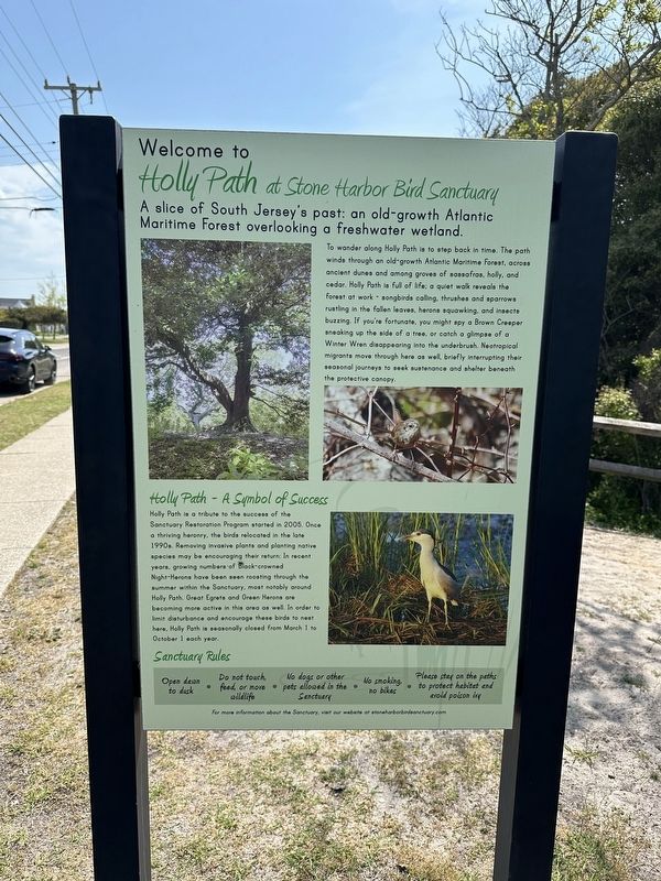 Welcome to Holly Path at Stone Harbor Bird Sanctuary Marker. Click for full size. Welcome to Holly Path at Stone Harbor Bird Sanctuary Marker image. Click for full size.