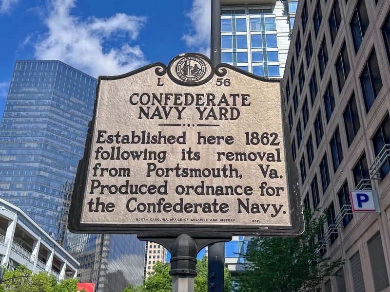 Confederate Navy Yard Marker. Click for full size. Confederate Navy Yard Marker image. Click for full size.
