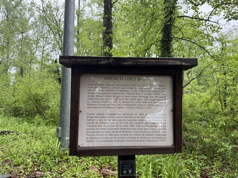 Jericho Covered Bridge Marker. Click for full size. Jericho Covered Bridge Marker image. Click for full size.
