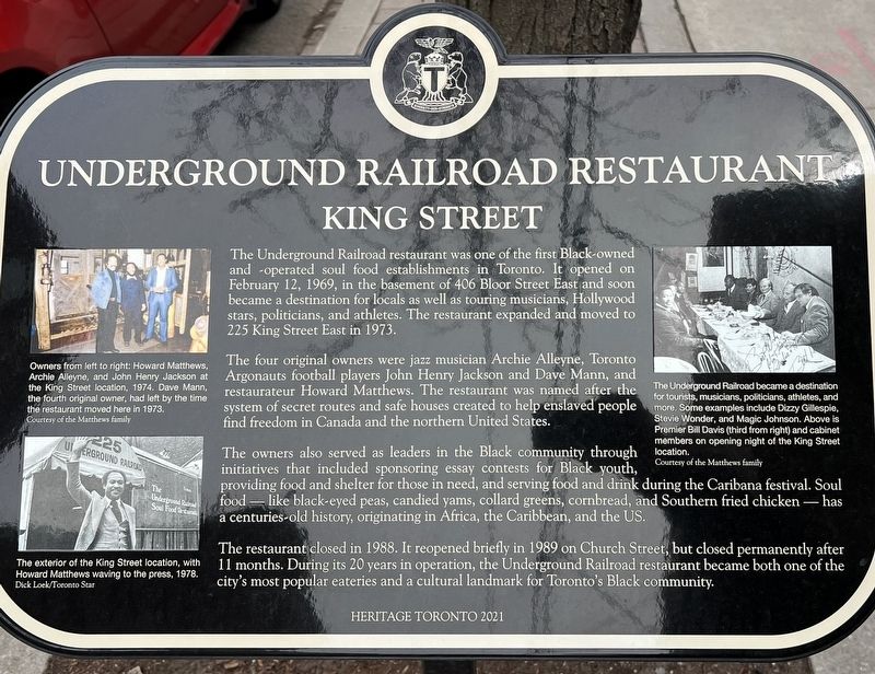 Underground Railroad Restaurant Marker image. Click for full size.