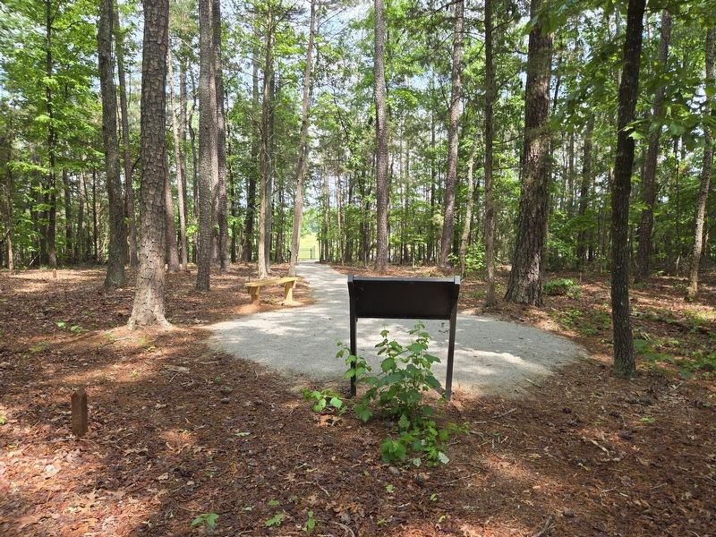Reverse side of Enslaved Ancestral Burial Ground Marker look towards path. Click for full size. Reverse side of Enslaved Ancestral Burial Ground Marker look towards path image. Click for full size.