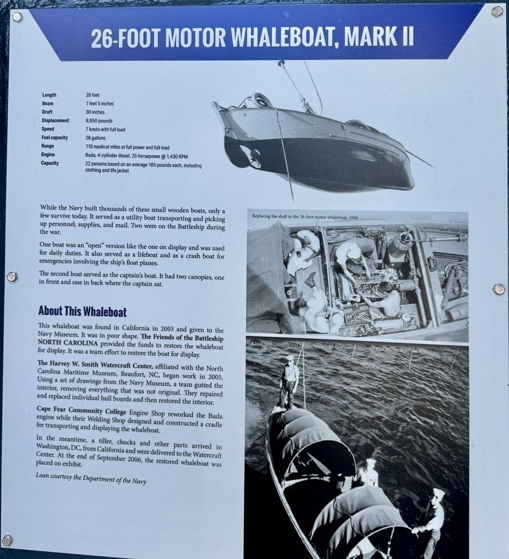 26-foot Motor Whaleboat, Mark II Marker. Click for full size. 26-foot Motor Whaleboat, Mark II Marker image. Click for full size.
