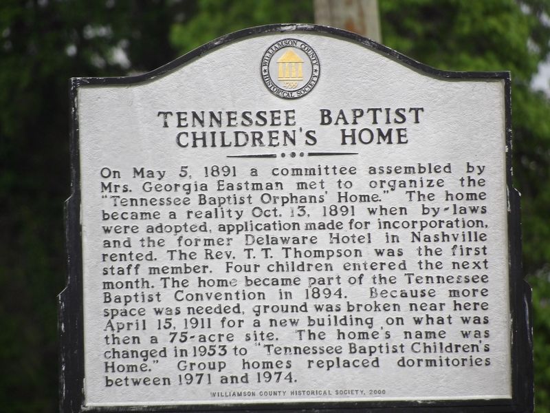 Tennessee Baptist Children's Home Side of Marker. Click for full size. Tennessee Baptist Children's Home Side of Marker image. Click for full size.