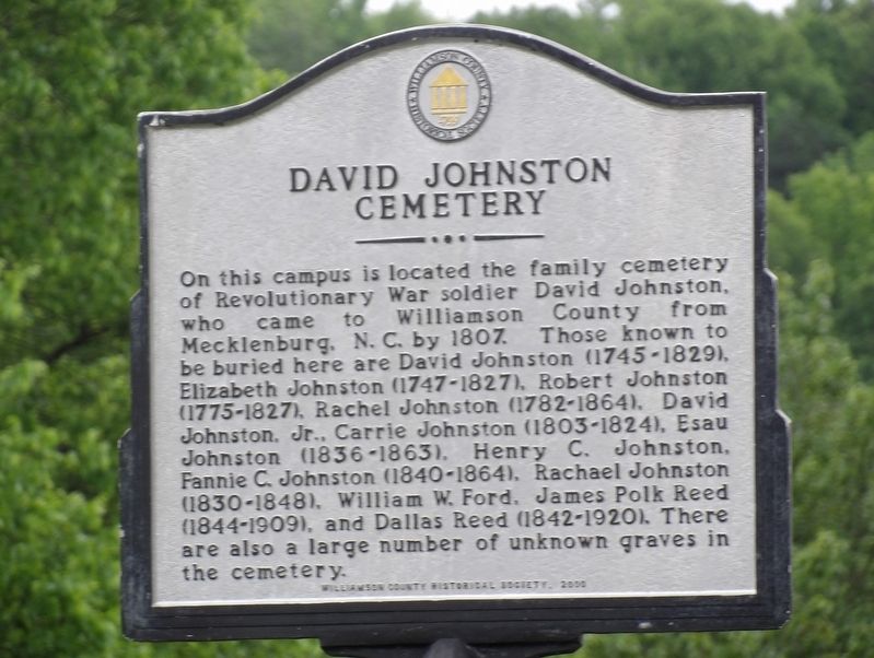 David Johnston Cemetery Side of Marker. Click for full size. David Johnston Cemetery Side of Marker image. Click for full size.