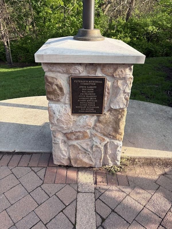 Oswego Veterans Memorial Plaza dedication plaque image. Click for full size.