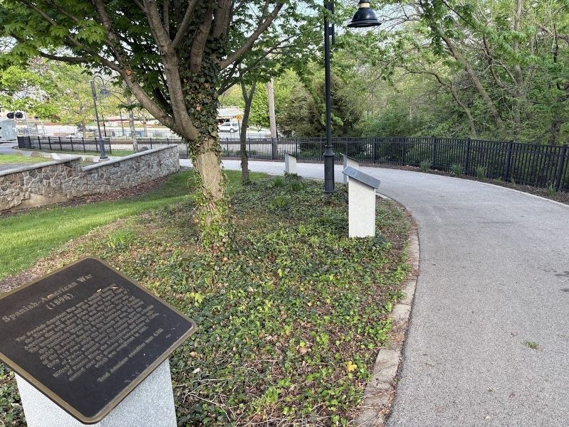 War history markers on pathway to Fox River. Click for full size. War history markers on pathway to Fox River image. Click for full size.