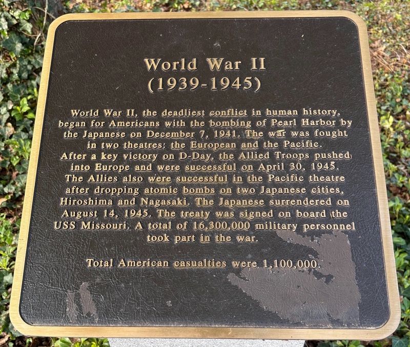 World War II Marker. Click for full size. World War II Marker image. Click for full size.