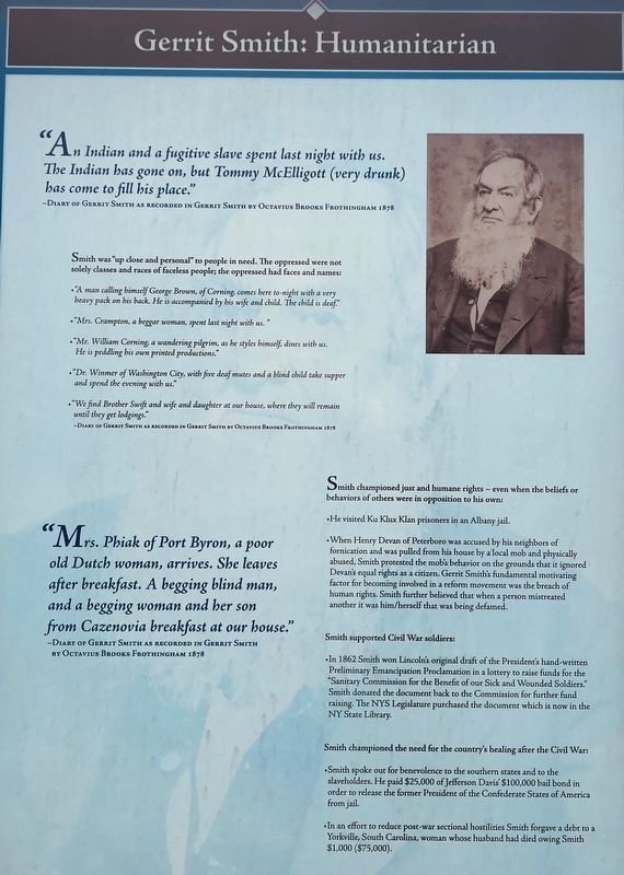 Gerrit Smith: Humanitarian Marker. Click for full size. Gerrit Smith: Humanitarian Marker image. Click for full size.