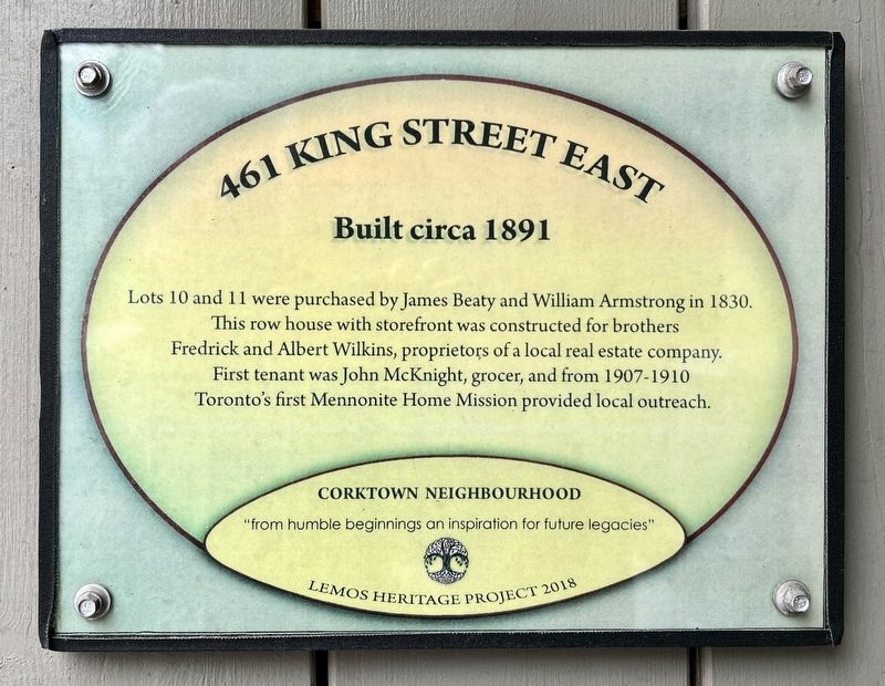 461 King Street East Marker. Click for full size. 461 King Street East Marker image. Click for full size.