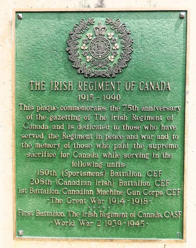 The Irish Regiment of Canada Marker image. Click for full size.