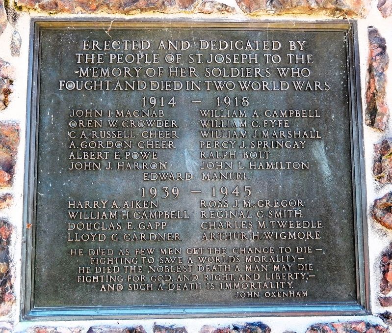 St. Joseph World War Memorial. Click for full size. St. Joseph World War Memorial image. Click for full size.