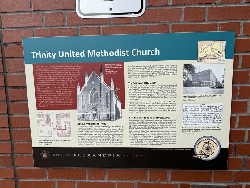 Trinity United Methodist Church Marker. Click for full size. Trinity United Methodist Church Marker image. Click for full size.
