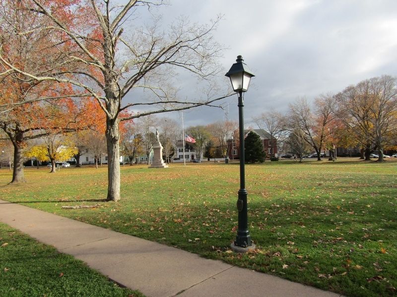 Soldiers' Monument on the Guilford Green Marker. Click for full size. Soldiers' Monument on the Guilford Green Marker image. Click for full size.