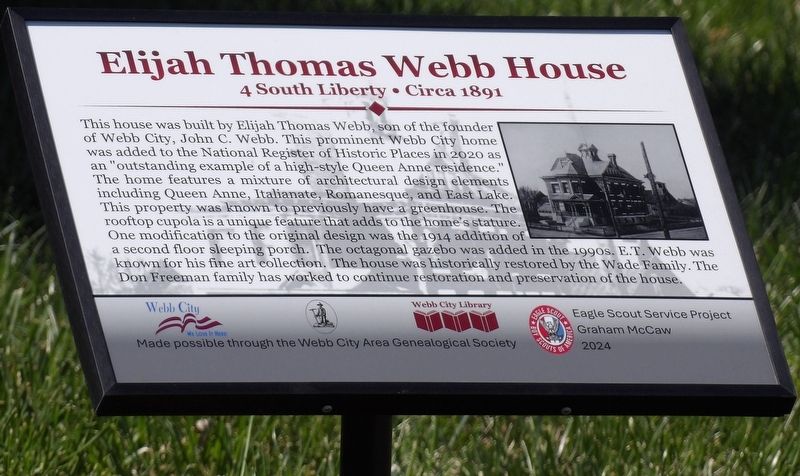Elijah Thomas Webb House Marker image. Click for full size.