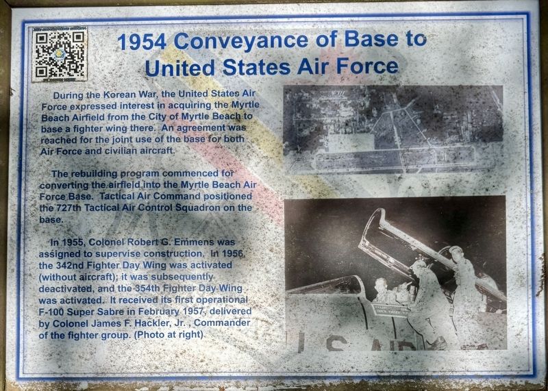 1954 Conveyance of Base to United States Air Force Marker. Click for full size. 1954 Conveyance of Base to United States Air Force Marker image. Click for full size.