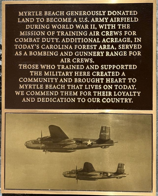 Myrtle Beach World War II Memorial (right panel). Click for full size. Myrtle Beach World War II Memorial (right panel) image. Click for full size.