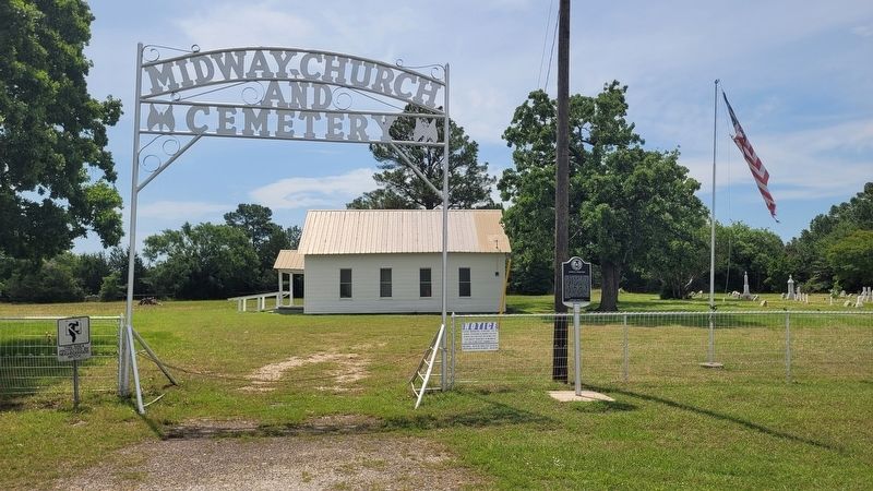 The view of the Midway Church and Cemetery with the marker. Click for full size. The view of the Midway Church and Cemetery with the marker image. Click for full size.