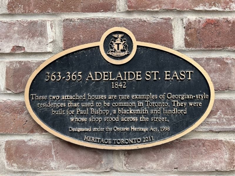 363-365 Adelaide St. East Marker. Click for full size. 363-365 Adelaide St. East Marker image. Click for full size.