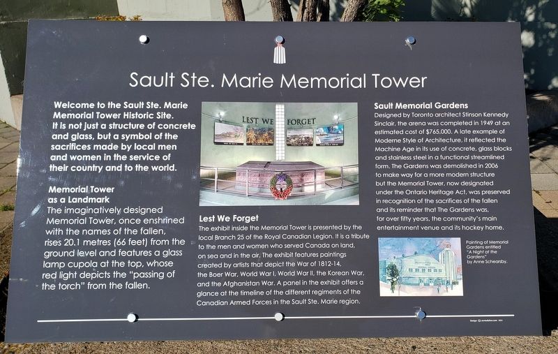 Sault Ste. Marie Memorial Tower Marker image. Click for full size.
