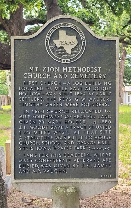 Mt. Zion Methodist Church and Cemetery Marker. Click for full size. Mt. Zion Methodist Church and Cemetery Marker image. Click for full size.