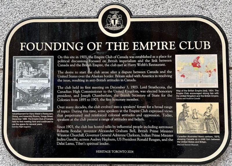 Founding of the Empire Club Marker. Click for full size. Founding of the Empire Club Marker image. Click for full size.