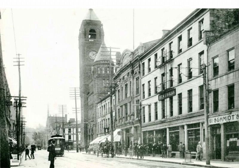 James Street North, ca 1890, looking towards the Old City Hall image. Click for full size.