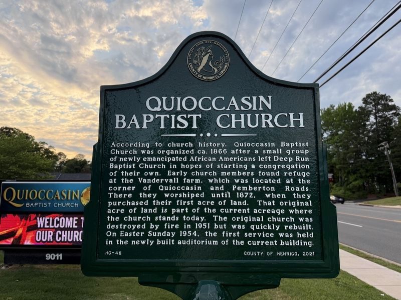 Quioccasin Baptist Church Marker image. Click for full size.