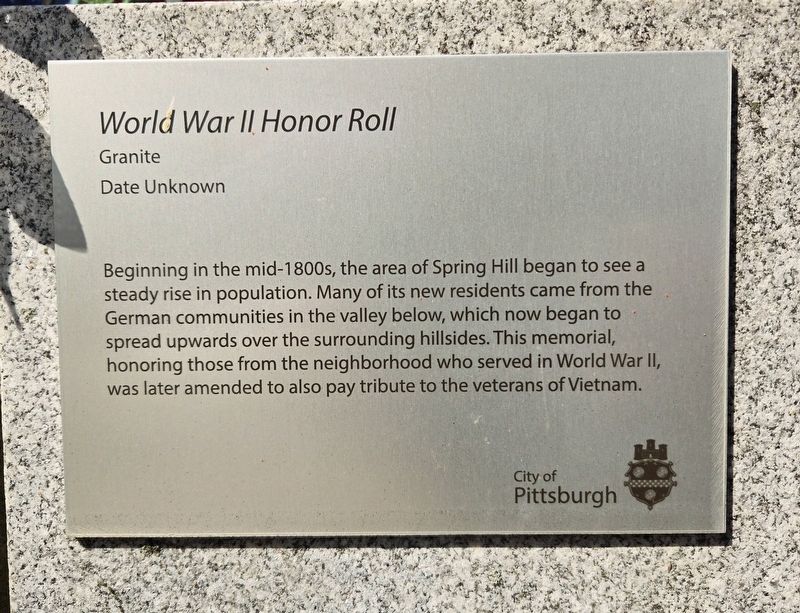 <i>World War II Honor Roll</i> Marker image. Click for full size.
