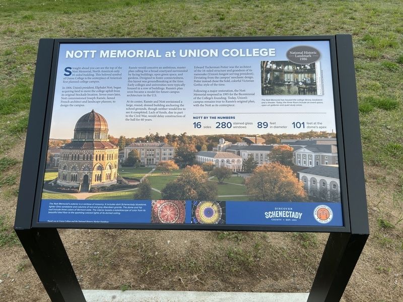 Nott Memorial at Union College Marker. Click for full size. Nott Memorial at Union College Marker image. Click for full size.