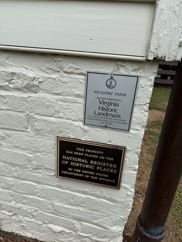 Virginia Historic Landmark and National Register of Historic Places plaques for Meadow Farm image. Click for full size.