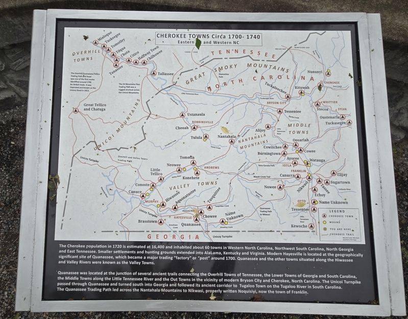 Cherokee Towns Circa 1700-1740 Marker image. Click for full size.