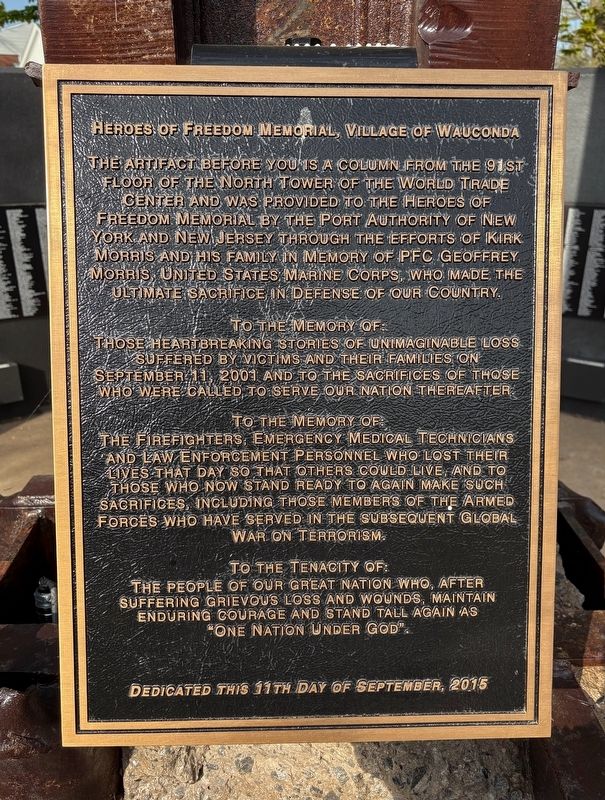 Heroes of Freedom Memorial, Village of Wauconda Marker. Click for full size. Heroes of Freedom Memorial, Village of Wauconda Marker image. Click for full size.