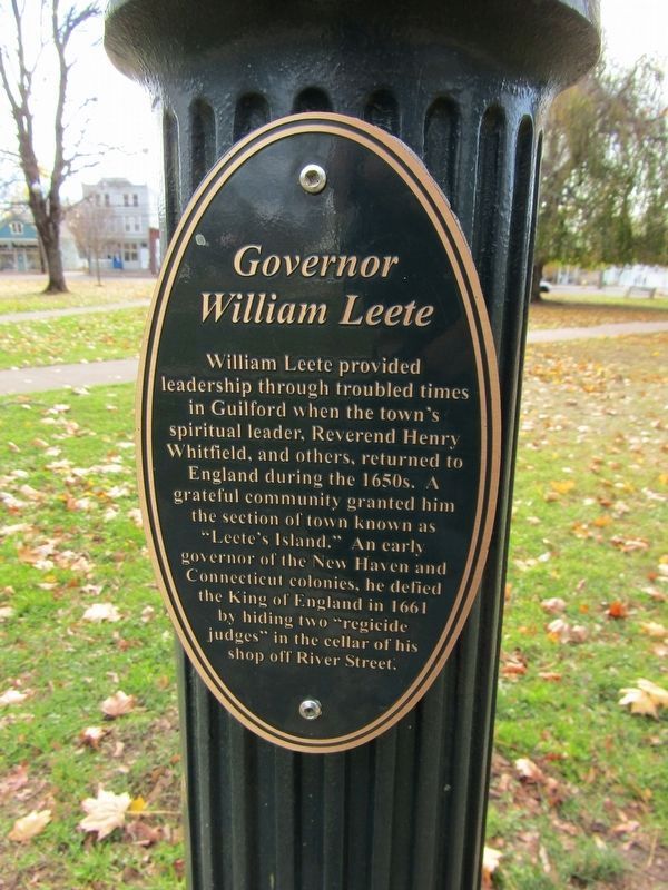 Governor William Leete Marker image. Click for full size.