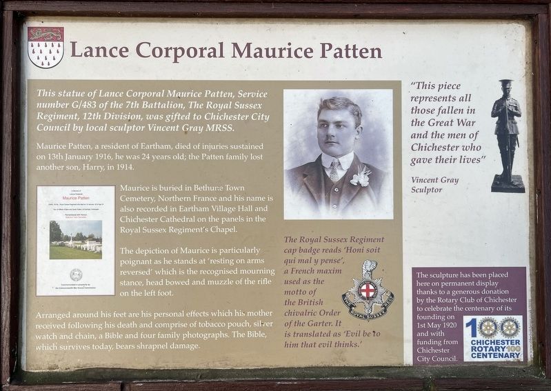 Lance Corporal Maurice Patten Marker image. Click for full size.