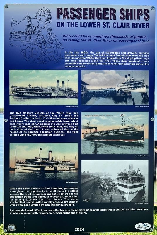 Passenger Ships on the Lower St. Clair River Marker image. Click for full size.