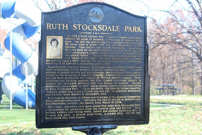 Ruth Stocksdale Park Marker. Click for full size. Ruth Stocksdale Park Marker image. Click for full size.