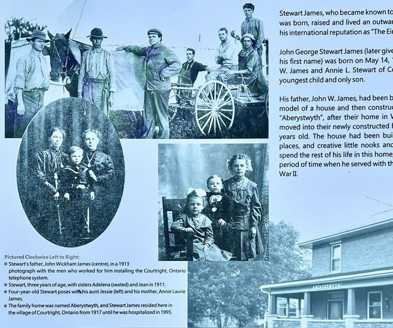 The Early Years of Stewart James marker photos and caption detail image. Click for full size.