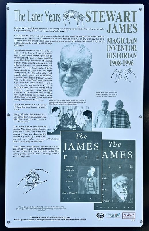 The Later Years Stewart James Marker. Click for full size. The Later Years Stewart James Marker image. Click for full size.