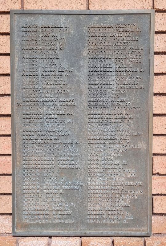 Loa Veterans Memorial - 2nd Panel image. Click for full size.