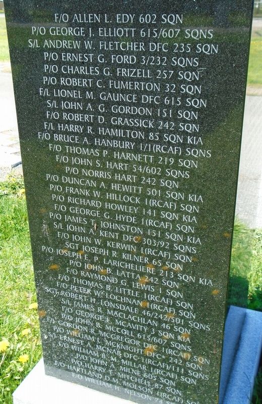 Canadian Fighter Pilots Who Fought in the Battle of Britain Honour Roll. Click for full size. Canadian Fighter Pilots Who Fought in the Battle of Britain Honour Roll image. Click for full size.