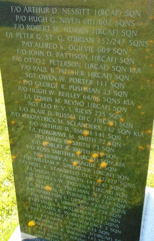Canadian Fighter Pilots Who Fought in the Battle of Britain Honour Roll. Click for full size. Canadian Fighter Pilots Who Fought in the Battle of Britain Honour Roll image. Click for full size.