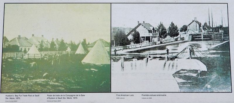 Marker detail: Hudson�s Bay Post & First American Lock image. Click for full size.
