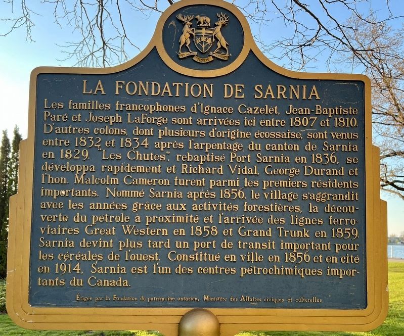 The Founding of Sarnia Marker (français). Click for full size. The Founding of Sarnia Marker (français) image. Click for full size.